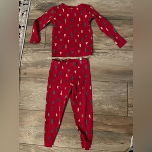Primary Red and Green Tree Print Kids Pajamas